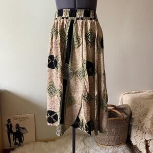 90s Vintage boho midi skirt whimsy fairy pink green flowy festival | size S-L